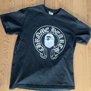 Chrome Hearts x Bape Black Tee with White Logo